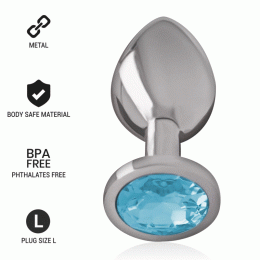 INTENSE - ALUMINUM METAL ANAL PLUG WITH BLUE CRYSTAL SIZE L